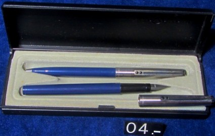 04 JUEGO INOXCROM BOLIGRAFO Y PLUMA Azul Marino